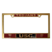 USC Trojans Brass Shield License Plate Frame